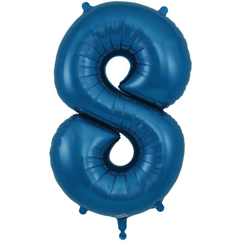 34IN NUMBER 8 NAVY BLUE JUMBO FOIL BALLOON
