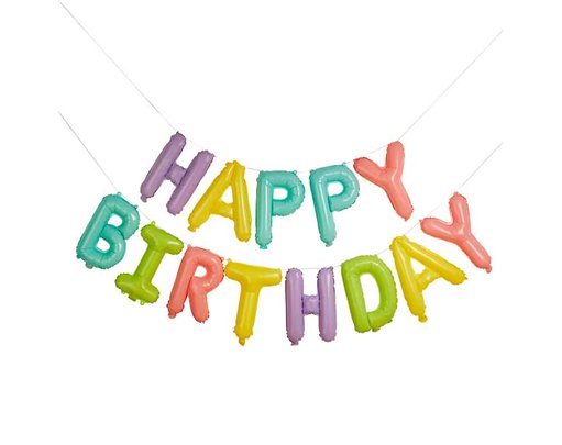 16in PASTEL 'HAPPY BIRTHDAY' FOIL BALLOON GARLAND