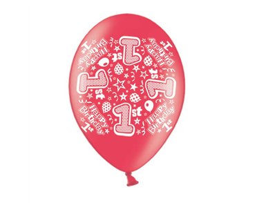 10PK 9in AGE 1 PRINTED BALLOONS