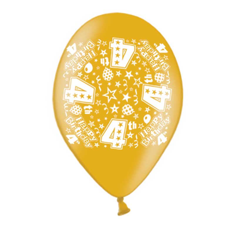 10PK 9in AGE 4 PRINTED BALLOONS