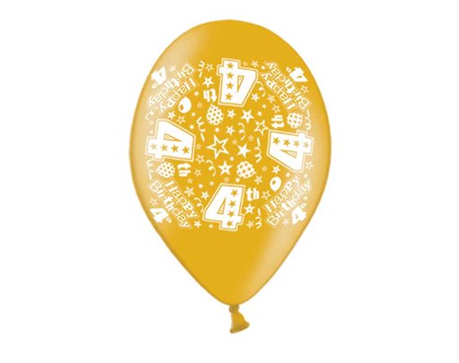 10PK 9in AGE 4 PRINTED BALLOONS