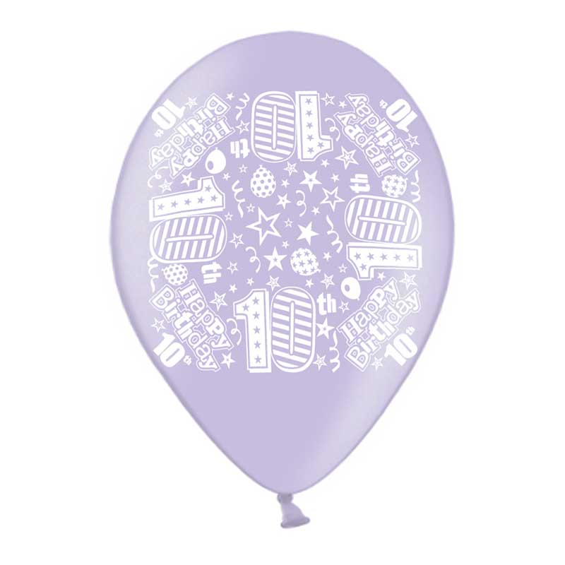 10PK 9in AGE 10 PRINTED BALLOONS