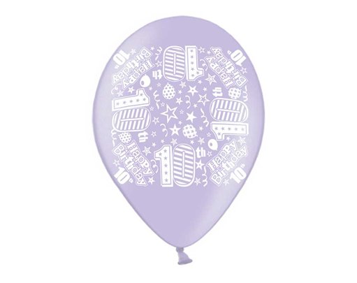 10PK 9in AGE 10 PRINTED BALLOONS