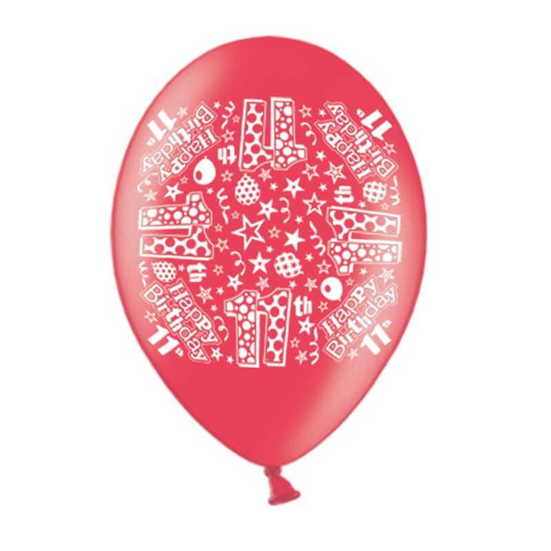 10PK 9in AGE 11 PRINTED BALLOONS
