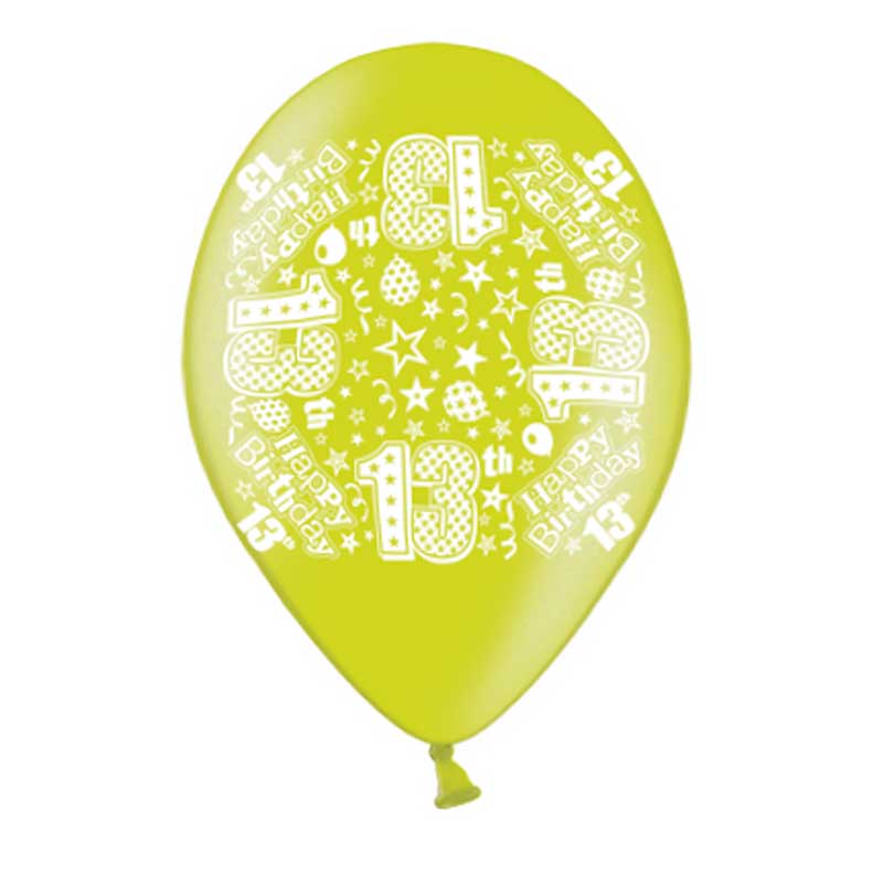 10PK 9in AGE 13 PRINTED BALLOONS