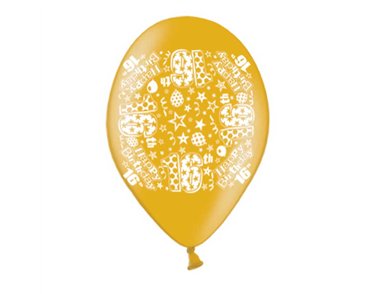 10PK 9in AGE 16 PRINTED BALLOONS