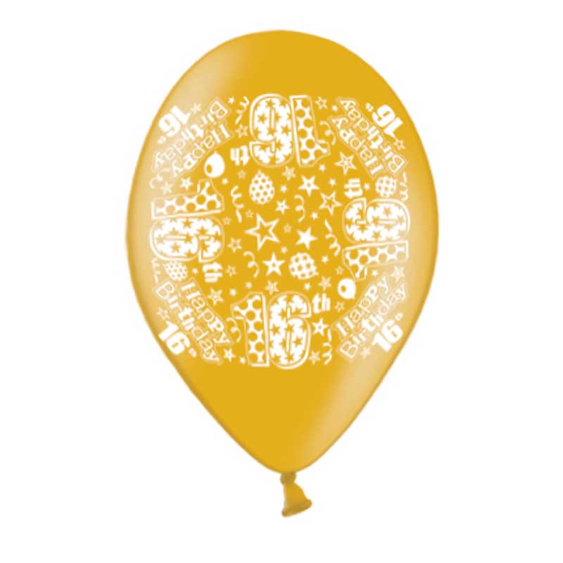 10PK 9in AGE 16 PRINTED BALLOONS