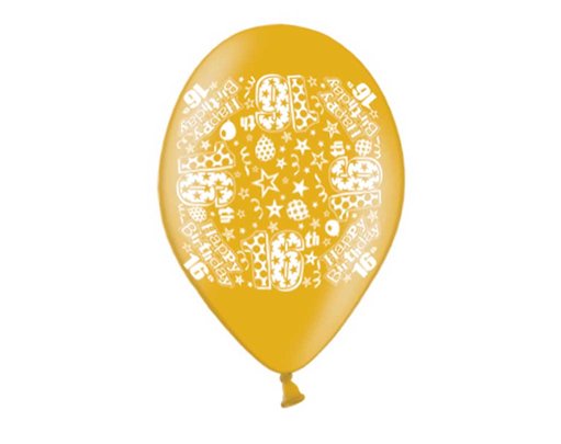 10PK 9in AGE 16 PRINTED BALLOONS