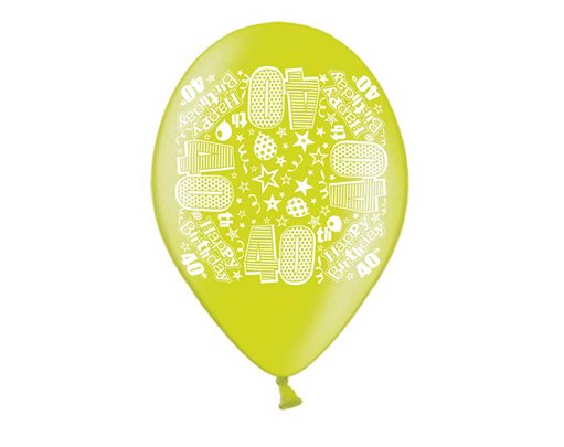 10PK 9in AGE 40 PRINTED BALLOONS