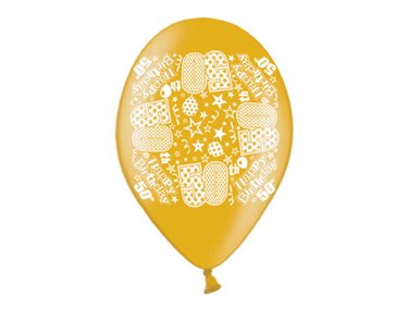 10PK 9in AGE 50 PRINTED BALLOONS