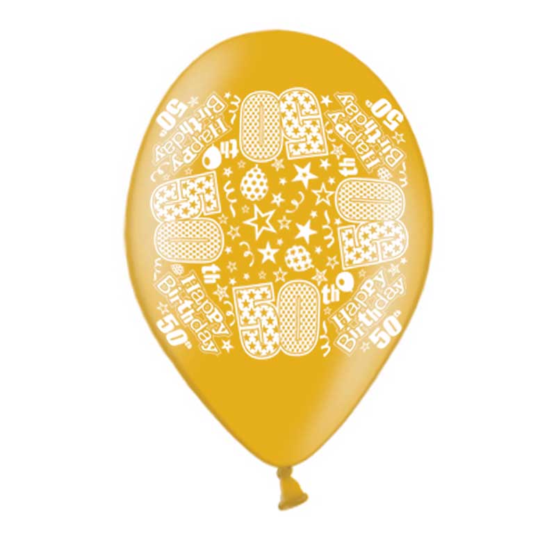 10PK 9in AGE 50 PRINTED BALLOONS