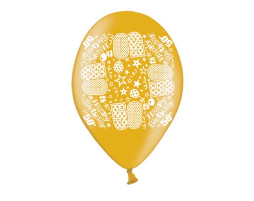 10PK 9in AGE 50 PRINTED BALLOONS