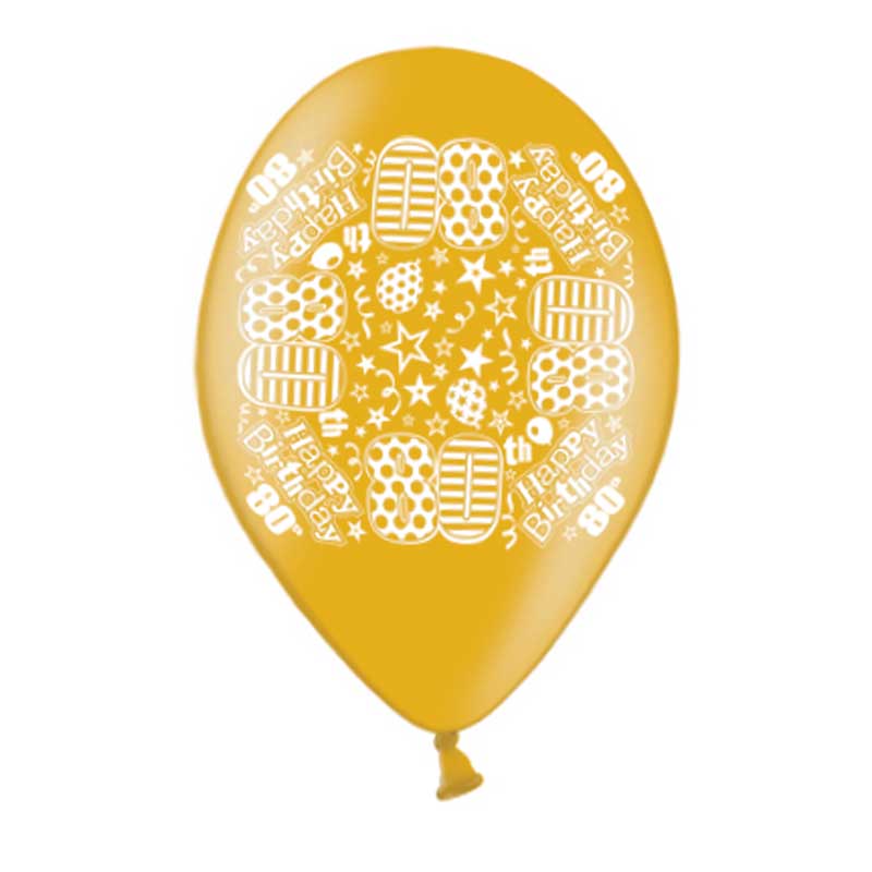 10PK 9in AGE 80 PRINTED BALLOONS