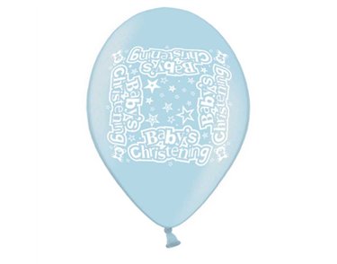 10PK 9in CHRISTENING BOY PRINTED BALLOONS