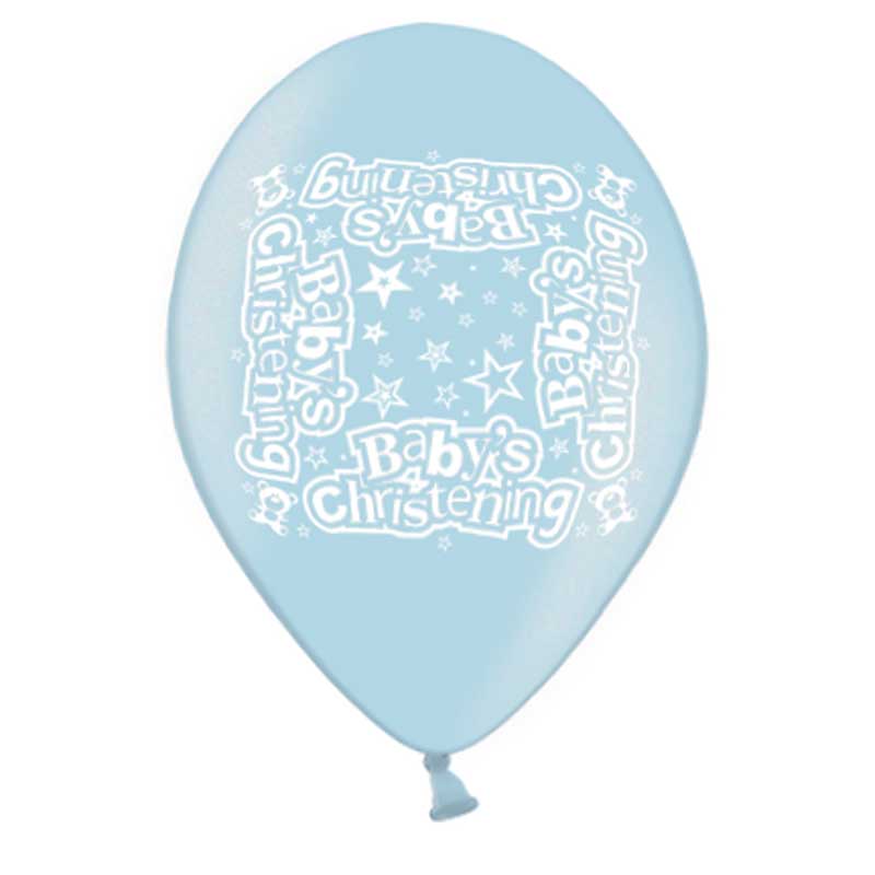 10PK 9in CHRISTENING BOY PRINTED BALLOONS