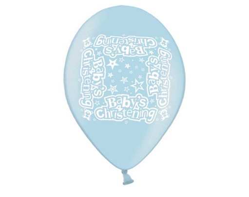 10PK 9in CHRISTENING BOY PRINTED BALLOONS