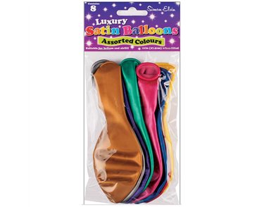 8PK 11in SATIN ASSORTED LUXURY SATIN BALLOONS