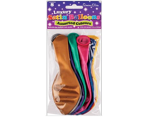 8PK 11in SATIN ASSORTED LUXURY SATIN BALLOONS