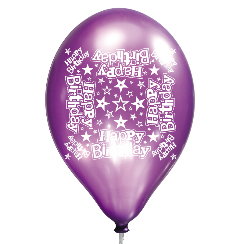 6PK 11in HAPPY BIRTHDAY LUX PRINTED SATIN BALLOON