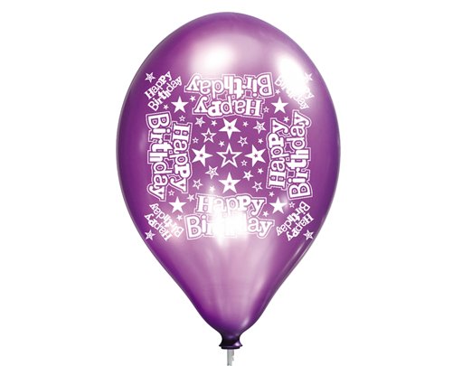6PK 11in HAPPY BIRTHDAY LUX PRINTED SATIN BALLOON