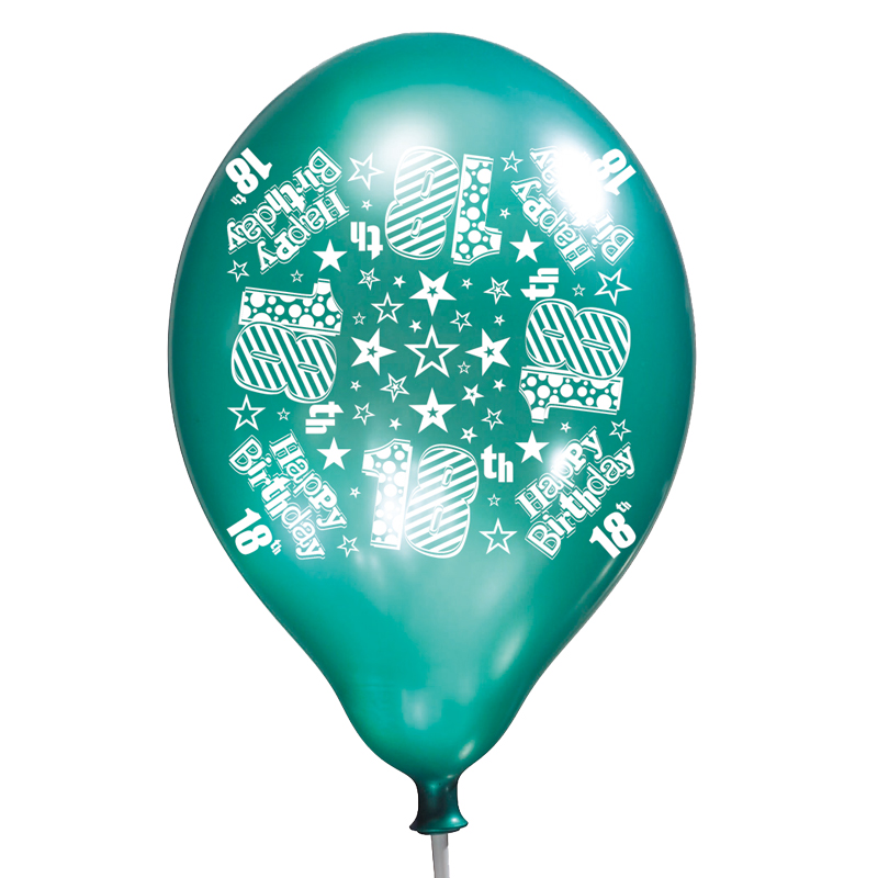 6PK 11in AGE 18 LUX PRINTED SATIN BALLOON