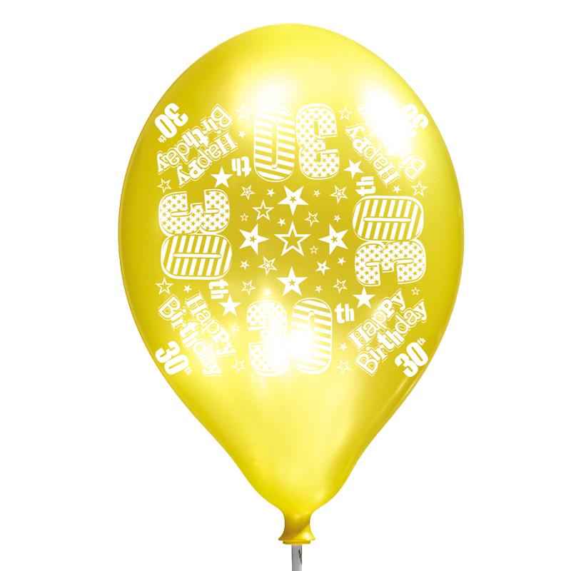 6PK 11in AGE 30 LUX PRINTED SATIN BALLOON