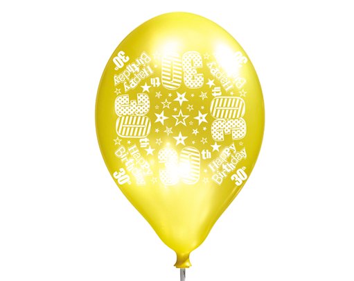 6PK 11in AGE 30 LUX PRINTED SATIN BALLOON