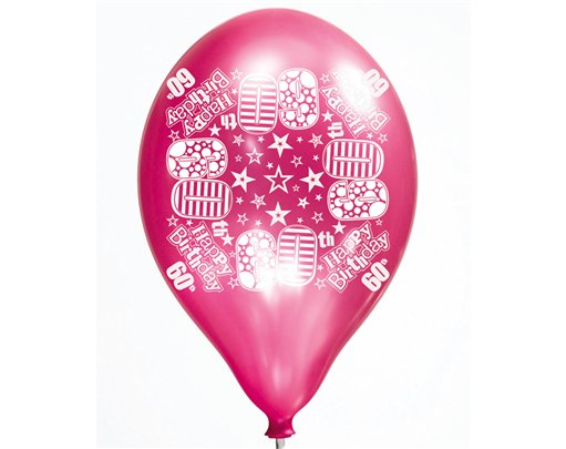 6PK 11in AGE 60 LUX PRINTED SATIN BALLOON