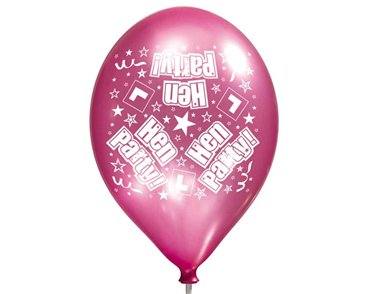 6PK 11in HEN PARTY LUXURY PRINTED SATIN BALLOONS