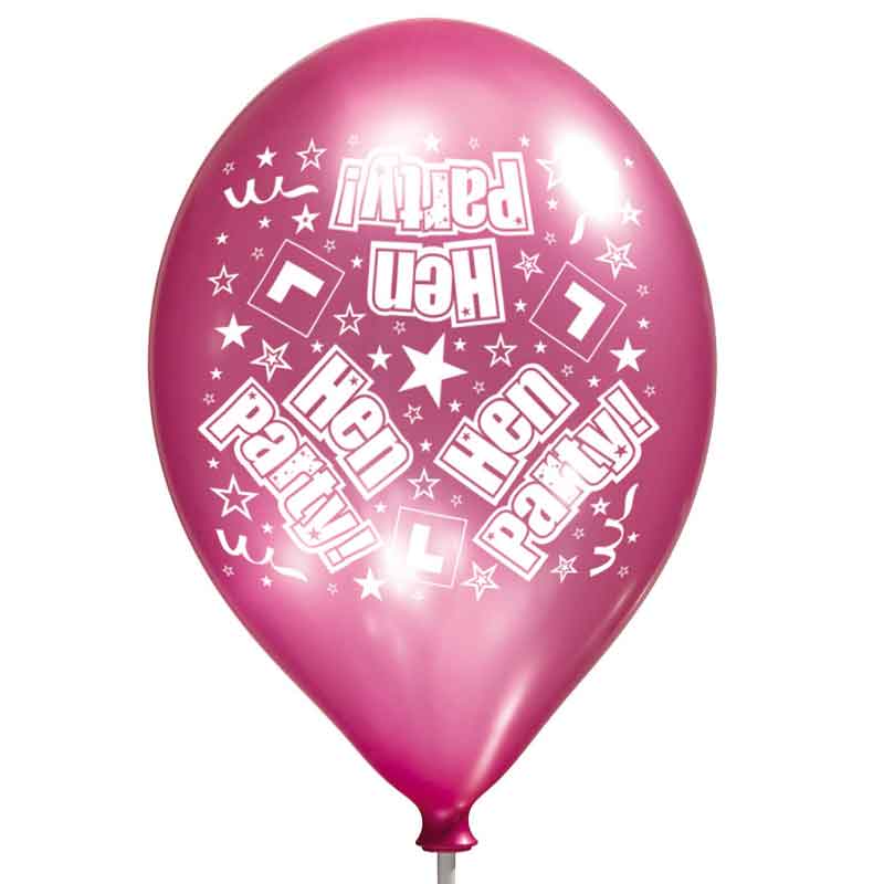 6PK 11in HEN PARTY LUXURY PRINTED SATIN BALLOONS