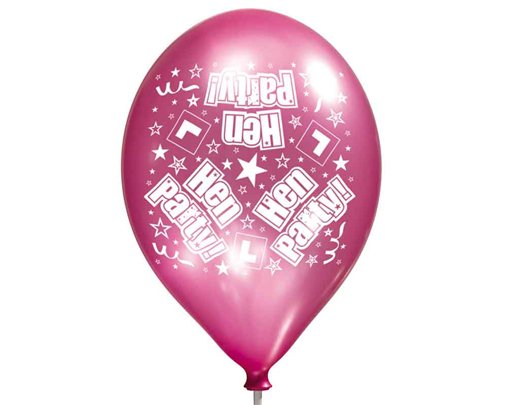 6PK 11in HEN PARTY LUXURY PRINTED SATIN BALLOONS