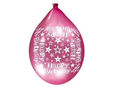6PK 11in BIRTHDAY GIRL LUXURY PRINTED SATIN BALLOONS