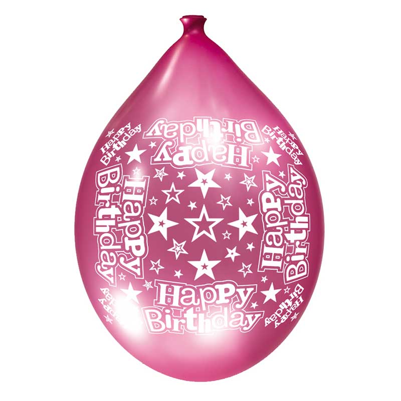 6PK 11in BIRTHDAY GIRL LUXURY PRINTED SATIN BALLOONS