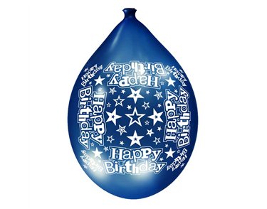 6PK 11in BIRTHDAY BOY LUXURY PRINTED SATIN BALLOONS