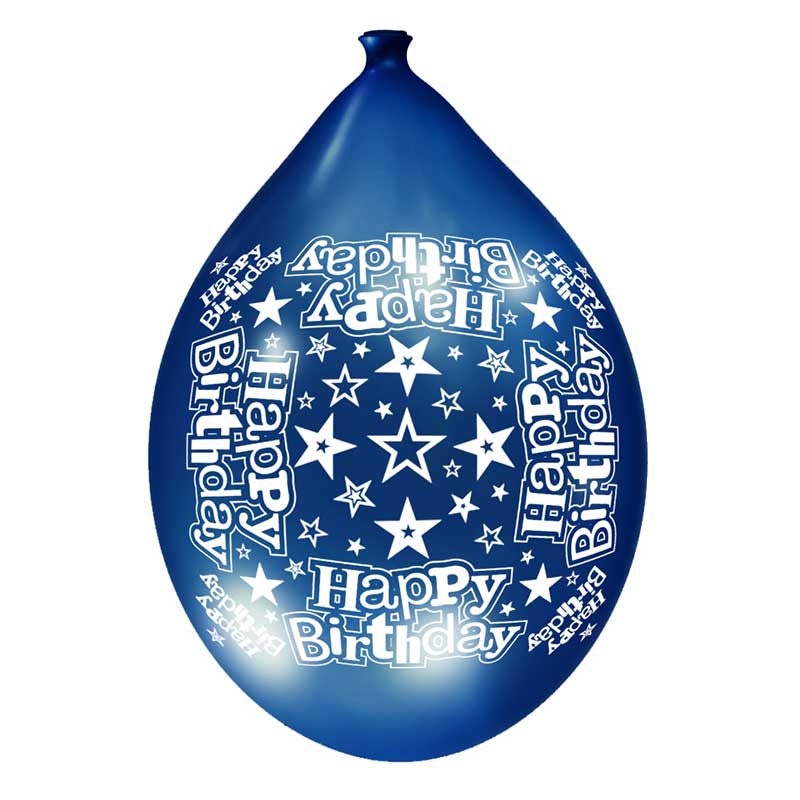 6PK 11in BIRTHDAY BOY LUXURY PRINTED SATIN BALLOONS