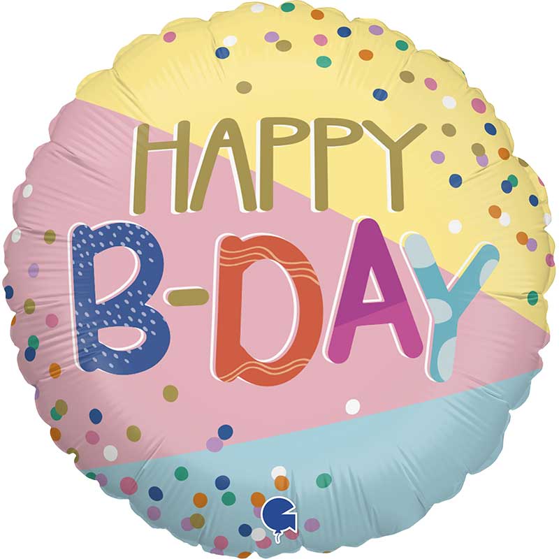 18in FUNKY DOTS B-DAY FOIL BALLOON