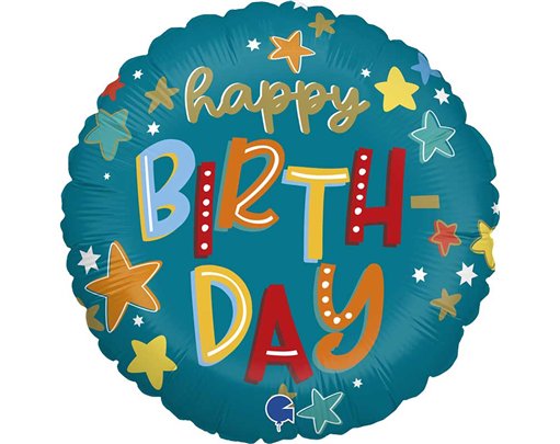 18in STARS BIRTHDAY FOIL BALLOON