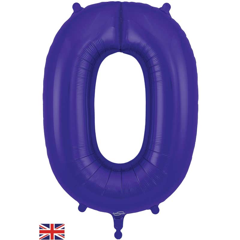34in NUMBER 0 PURPLE JUMBO FOIL BALLOON