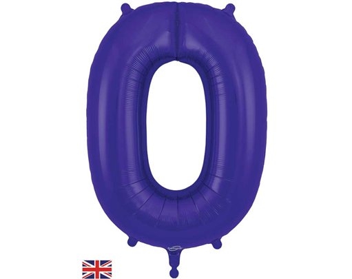 34in NUMBER 0 PURPLE JUMBO FOIL BALLOON