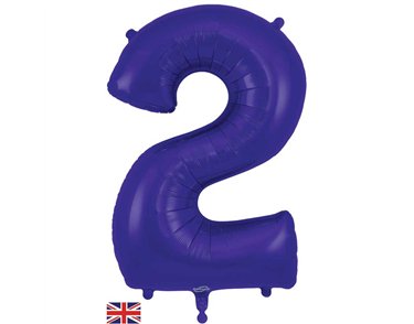 34in NUMBER 2 PURPLE JUMBO FOIL BALLOON