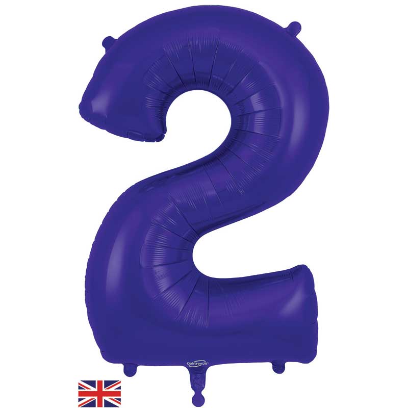 34in NUMBER 2 PURPLE JUMBO FOIL BALLOON