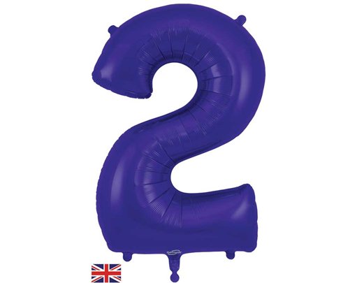 34in NUMBER 2 PURPLE JUMBO FOIL BALLOON