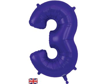 34in NUMBER 3 PURPLE JUMBO FOIL BALLOON