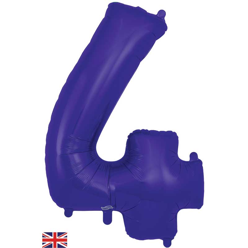 34in NUMBER 4 PURPLE JUMBO FOIL BALLOON