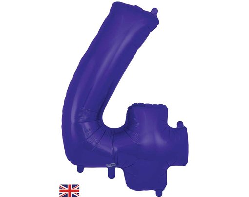 34in NUMBER 4 PURPLE JUMBO FOIL BALLOON