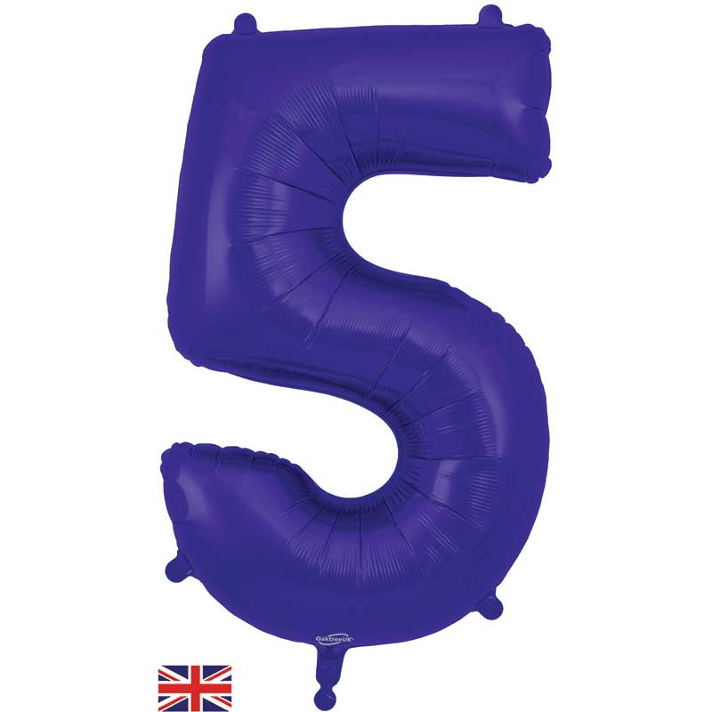 34in NUMBER 5 PURPLE JUMBO FOIL BALLOON