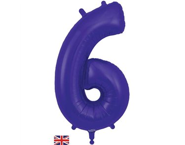 34in NUMBER 6 PURPLE JUMBO FOIL BALLOON