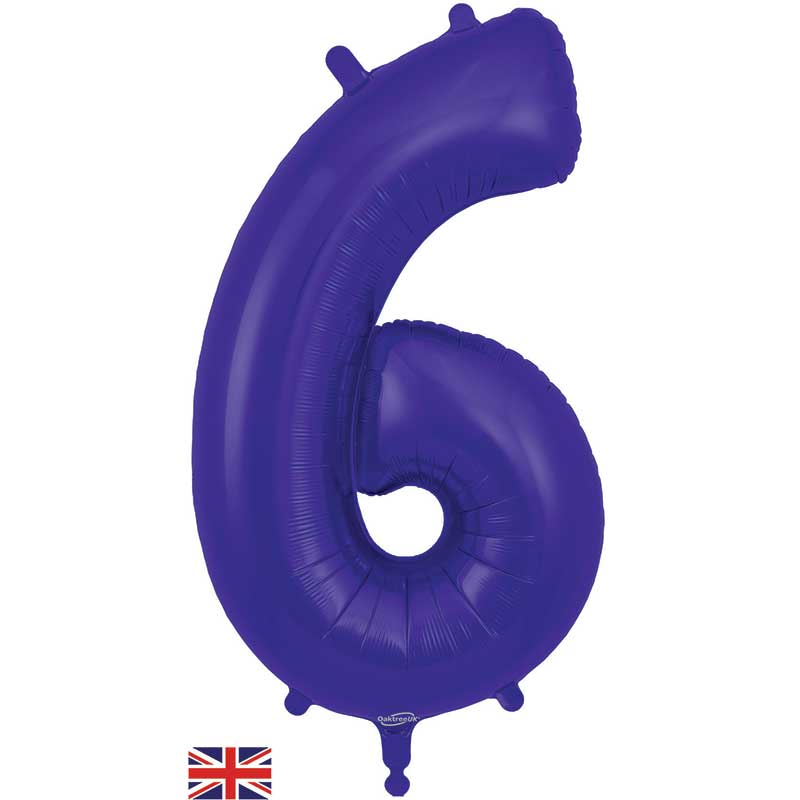 34in NUMBER 6 PURPLE JUMBO FOIL BALLOON