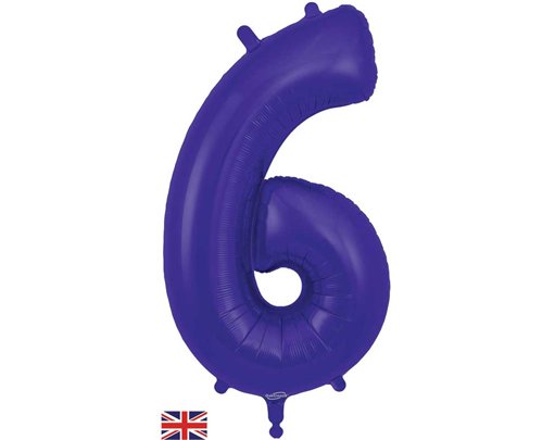 34in NUMBER 6 PURPLE JUMBO FOIL BALLOON