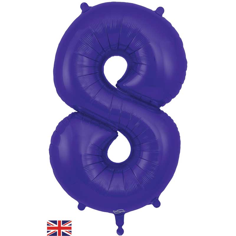 34in NUMBER 8 PURPLE JUMBO FOIL BALLOON